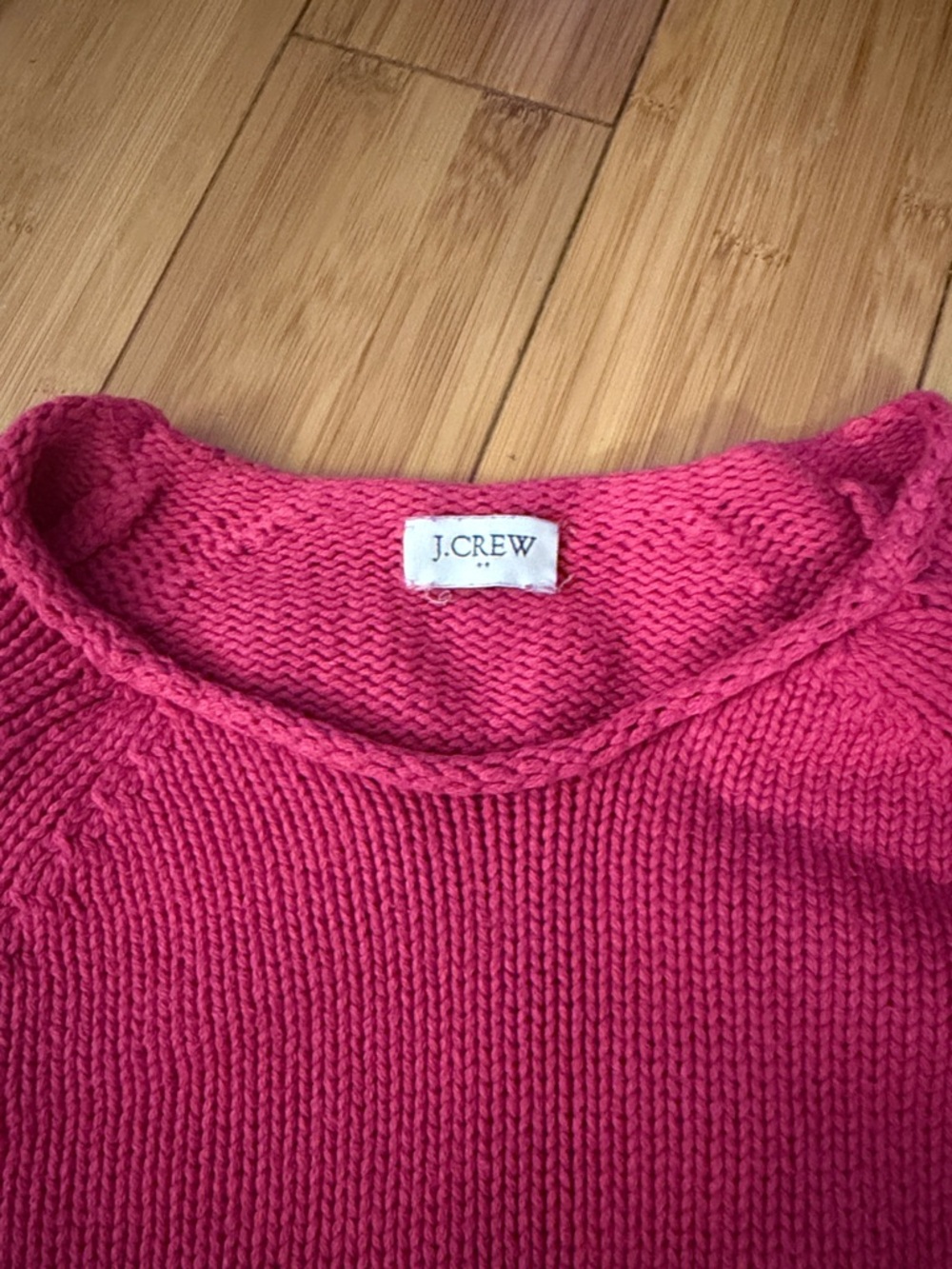 J. Crew Bright Pink Crewneck Cotton Sweater - Picture 2 of 4